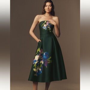 NWT Shay Dress: Forest Green Placement Ikat